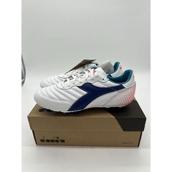 Diadora Brasil GR LT+ MDPU White Navy Red Soccer Cleats Men's Size 8.5 C2433